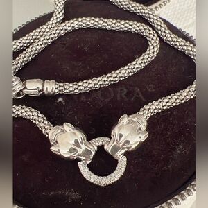 Silver Jaguar heads necklace made in Italy